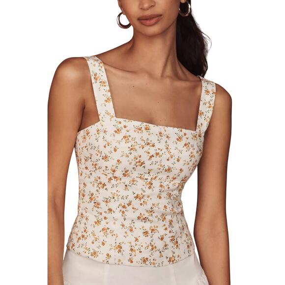 Reformation Tops - NWT Reformation Darci Floral Linen Top Yellow White Size 0